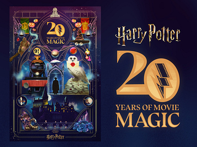 Harry Potter 20 Years of Movie Magic graphic design harry potter hogwarts illustration keyart sorcerers stone