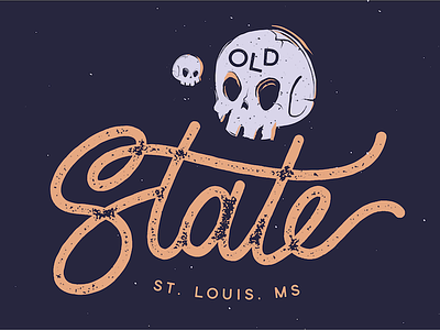 Old State band handlettering lettering skull