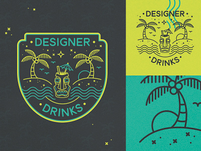 Designer Drinks Badge aiga badge beach icon illustration palm tree tallahassee tiki