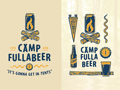 Camp Illustrations beer camp campfire compass icons illustration pennant snake summercamp vintage