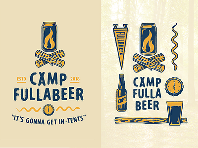 Camp Illustrations beer camp campfire compass icons illustration pennant snake summercamp vintage