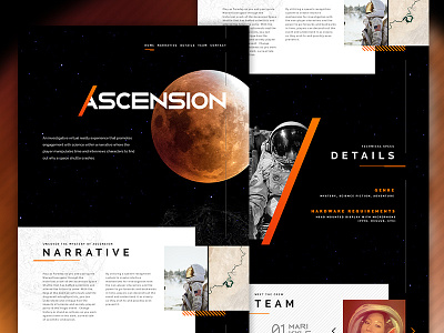 Ascension Website astronaut design landing one page space space age space exploration video game vr website