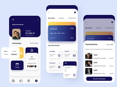 Banking Mobile Application - UI/UX Design app app design bank app banking app branding design mobile banking online transaction ui uiux design ux