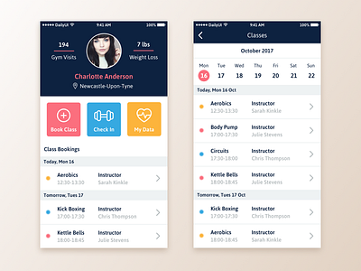 Daily UI #006 - User Profile booking fitness gym user profile