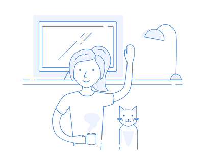 Best mates✌🏼 blue cat desktop girl home illustration work