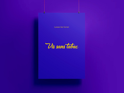 Affiche ''Vis sans fumer'' design graphic design people poster purple poster smoke typographic poster typography yellow