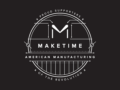 American MFG america badge blueprint circle maketime manufacturing revolution