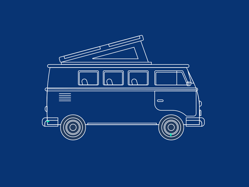 VW Bus Breakdown animation blueprint bus illustration measure travel van life vw