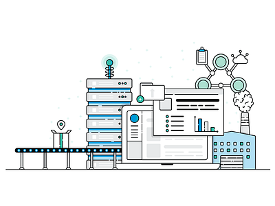 Tech & Data Always cloud data illustration machining manufacturing technology