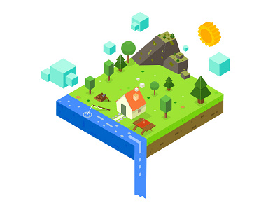 Isometric Landscape 3d 3d art animation building color design drawing dribbble environment game graphic illustration iran isometric landscape lowpoly ui ux vector web web design