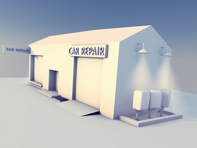 Car Repair-W.I.P 3d 3d animation 3d art building c4d car cinema 4d design dribbble game graphic logo low poly model repairs wip