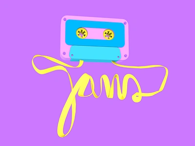 “Jams” c4d cassette cursive