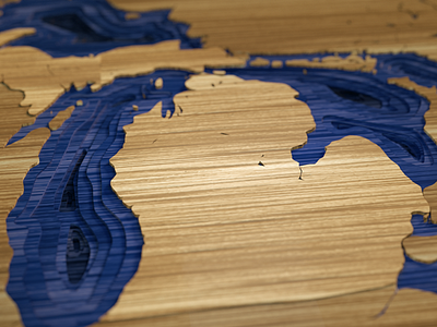 Michigan c4d map michigan topography wood