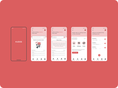 Kudos App -an app that sends daily affirmation messages to users design hng illustration internship praise redesign selfcare ui ux