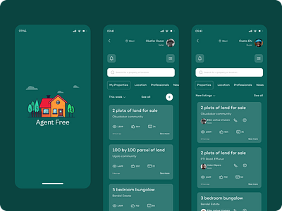 AgentFree: A platfrom that connects property buyers with sellers agents branding design hng illustration internship land property real estate redesign ui ux