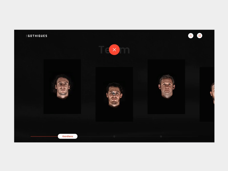 Les Gothiques - Team animation gothiques hockey interaction interface minimal team transitions ui ux website