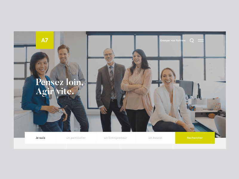 A7 Avocats - Lawyer website animation gif homepage interaction interface law lawyer minimal ui ux web webdesign website