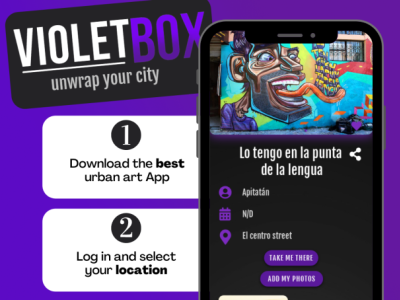 Violet Box Banner app graphic design travel ui urban art