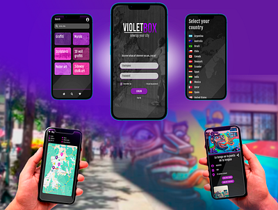 Violet Box: unwrap your city app graphic design travel ui uizard urban art