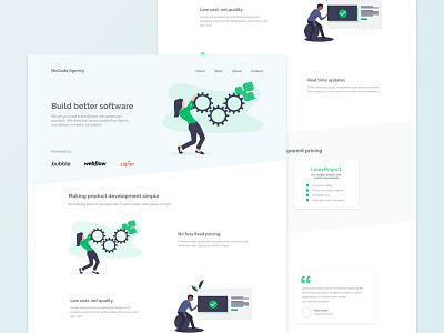 Homepage concept for a no-code agency design flatdesign homepage design web design