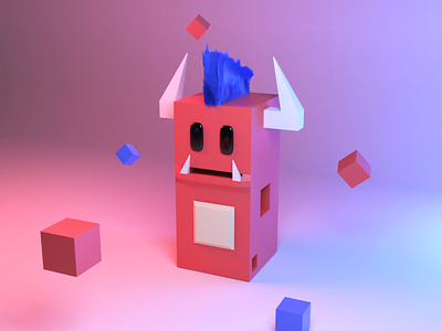 Block-monster-1 3d blender illustration