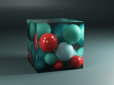 Spheres in a box 3d blender