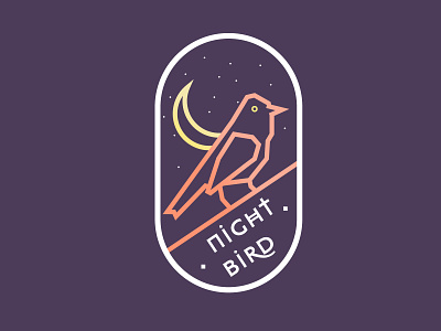 Night Bird animal badge badge design bird flat design graphic design logo logo design moon night vector art