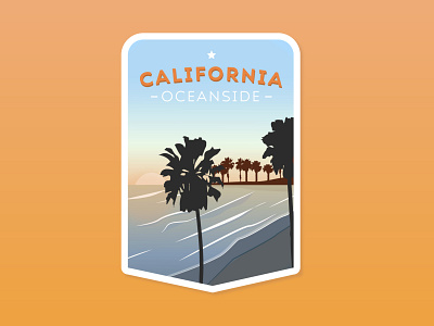 O'Side badge art california flat design graphic design oceanside outdoors states sticker art vector art