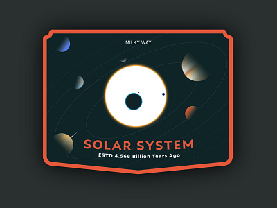 Solar System badge art badge logo flat design graphic design logo logo design milky way moon planets solar system space sticker design vector art