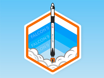 Falcon 9 badge art badge logo falcon 9 flat design graphic design nasa rocket science space shuttle space x spaceship sticker design vector design