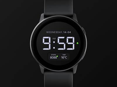 Watch face | Watch Active active clean concept creative dark dial minimal typography uidesign uiux watch watchface