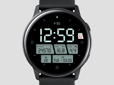 Digital Active | Watch face active android wear aod app clean clock dial interface ios panel samsung sport time timer tizen typography uidesign watch watch os watchface