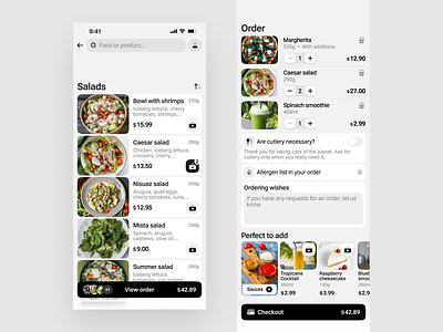 Delivery app | Category & Order app application caesar cafe cart checkout delivery eat food ios iphone menu mobile order pizza restaurant salad sauces shopping cart ui ux