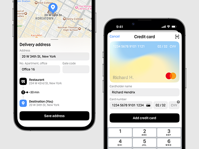 Delivery app | Address & credit card address info apple application banking clean colors concept credit card delivery app interaction ios ios16 iphone map mobile product design route typography ui ux ukraine