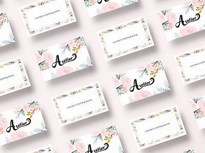 Atelier | Business Card brand businesscard card clothes design fashion flowers logo pattern pink store