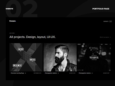 Portfolio Page black dark design header portfolio site slider ui ux website