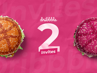 2 Dribbble Invites ball burger colors draft dribbble dribbblers invitation invite invites pink yummy