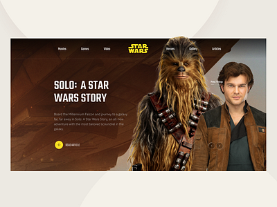 Star Wars | Solo card chewbacca clean colors header hero inspiration interaction solo star wars typogaphy uiux