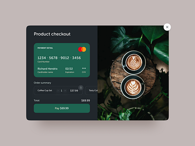 Product Checkout | DailyUI clean coffee colors credit card daily dailyui form interaction modal product checkout typography ui ux