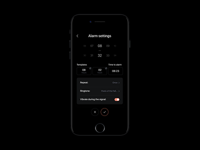 Settings | DailyUI alarm clock app black colors concept dailyui dark interaction ios iphone mobile typography ui ux uidesign