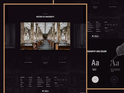 University | Design card clean colors concept dark header history typography ui ux university website