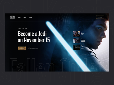 Star Wars Fallen Order colors concept dark header jedi landing page pre-order product promo page responsive star wars typography ui ux web design website