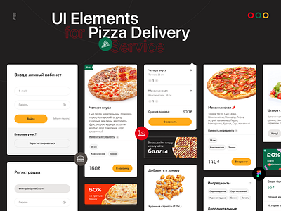 UI Elements | Pizza Delivery card clean colors delivery inspiration interface pizza product card typography ui ux user interface website