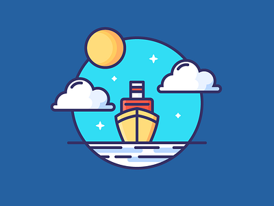 Icon of Cruise Ship blue cruise icon ocean sea ship sky