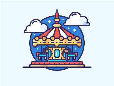 Carousel carnival carousel colored fair happy icon kid logo merrygoround night playground