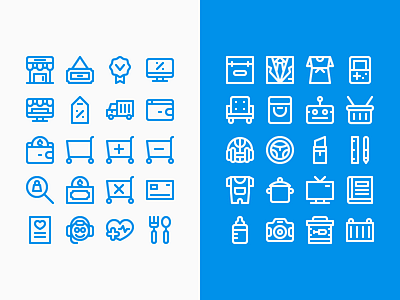 Lineal Blue And White Ecommerce Icon Set blue cart ecommerce ecommerce app icon lineal mobile money outline sale shop store white