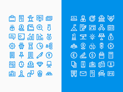 Business and Finance Icon Set blue business currency design economy finance icon line lineal mobile money outlined ui