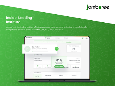 Jamboree GMAT - Case Study android app case study class coding course design development header illustration landing page learning minimal online prateek squareboat ui ux web website