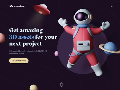 Get 3D Assets 3d app blender blender3d cinema4d clayrender colors design header hero banner landing page minimal model modelling clay ui ux web website