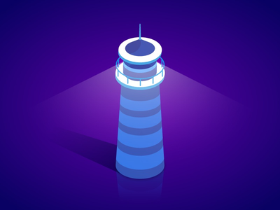 4/20 3d blue design icon illustration isometric light lighthouse night
